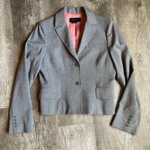 BGBG MAXAZRIA Jacket and Pant Suit Grey with Red/Pink Dot Pattern Size 6.
